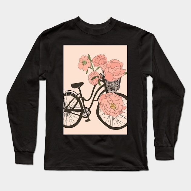 Bike with Flowers Long Sleeve T-Shirt by maxcode